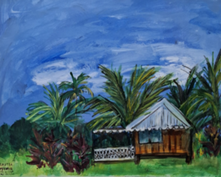 Acryl schilderij, Maya Wildevuur, Tahiti, 1998